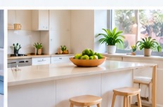 Illustrative clean childcare kitchen and dining area